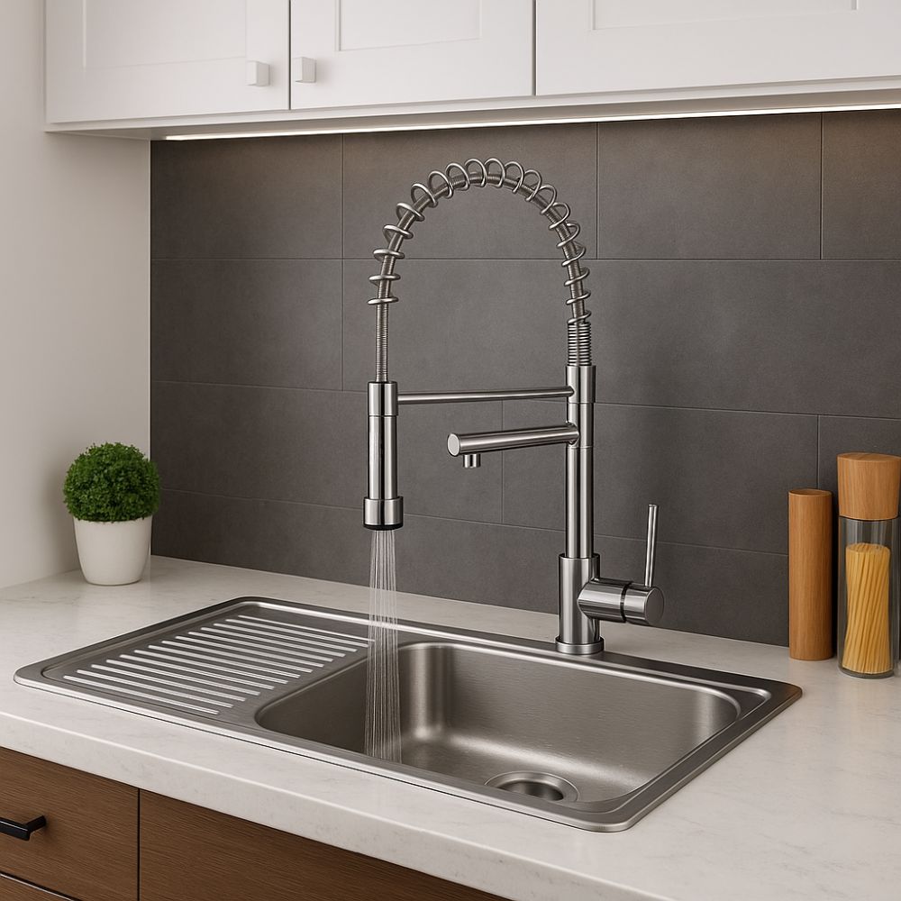 Kit Perrón Premium: Tarja Grande con Escurridor Izquierdo, Mezcladora y Accesorios de Instalación 2