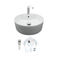 Kit Completo para Lavabo, Lavabo Redondo, Mezcladora, Contra Canasta y Kit de Instalación