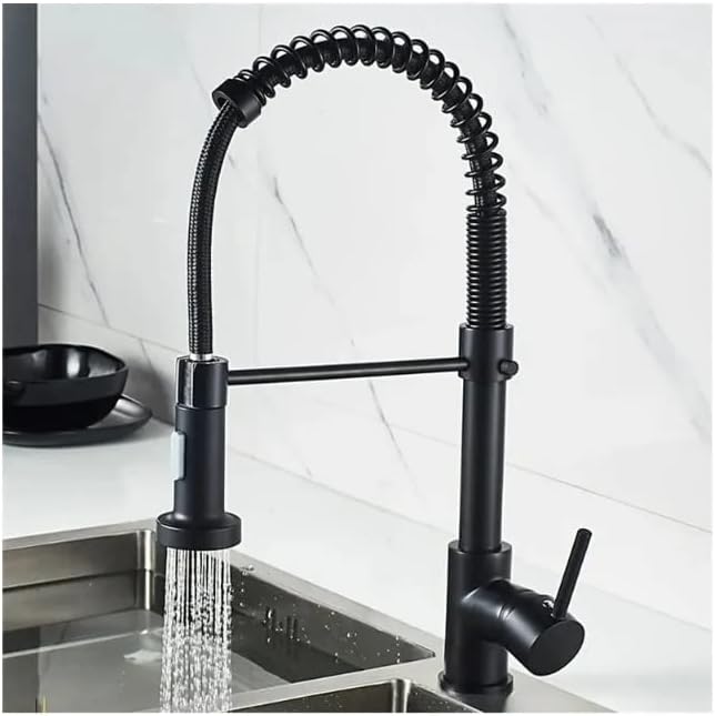 Mezcladora para Tarja de Cocina Monomando, Acero Inoxidable con Cuello Flexible y Giro 360°, Acabado Negro Mate 2