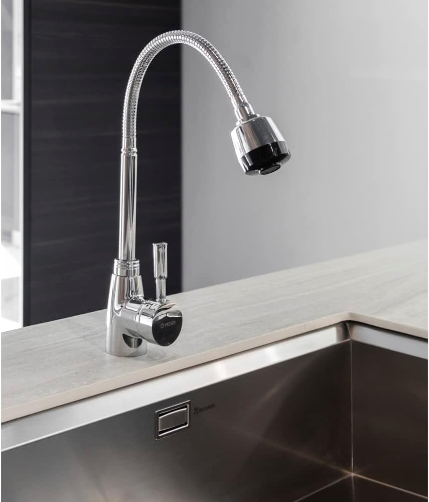 CNX Llave Mezcladora para Cocina Cromada, Mezcladora Monomando para lavabo con Aireador y Cuello Flexible, Llaves para Fregadero de Cocina 2