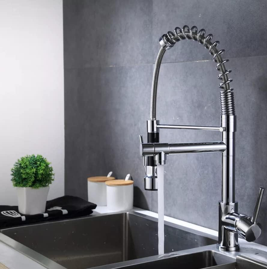 Llave Mezcladora para Cocina (Monomando y Flexible) Grifo para Fregadero con Acabado Cromado, Doble Cuello y Alta Versatilidad 2