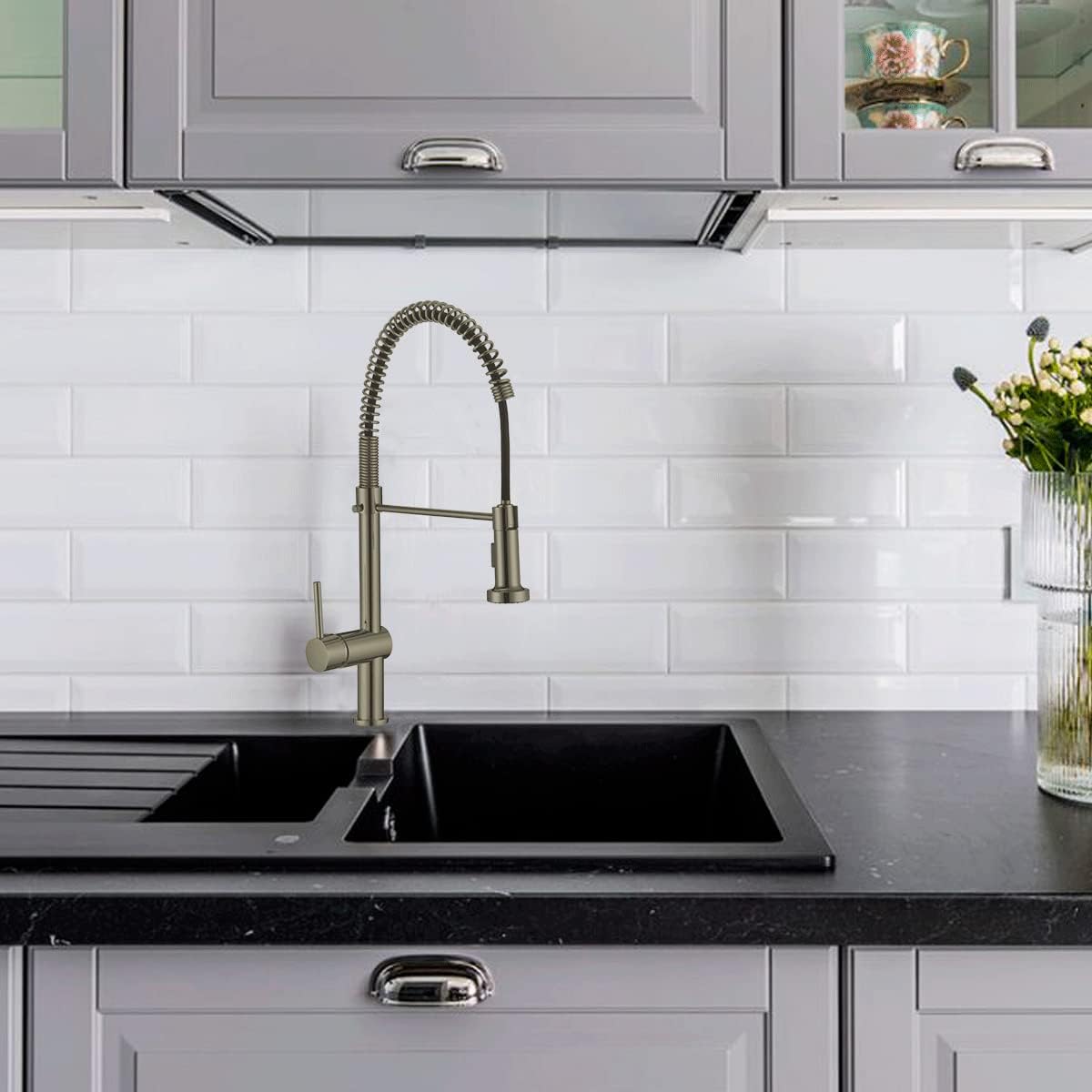 Mezcladora para Tarja de Cocina Monomando, Acero Inoxidable con Cuello Flexible y Giro 360°, Acabado Niquelado 2
