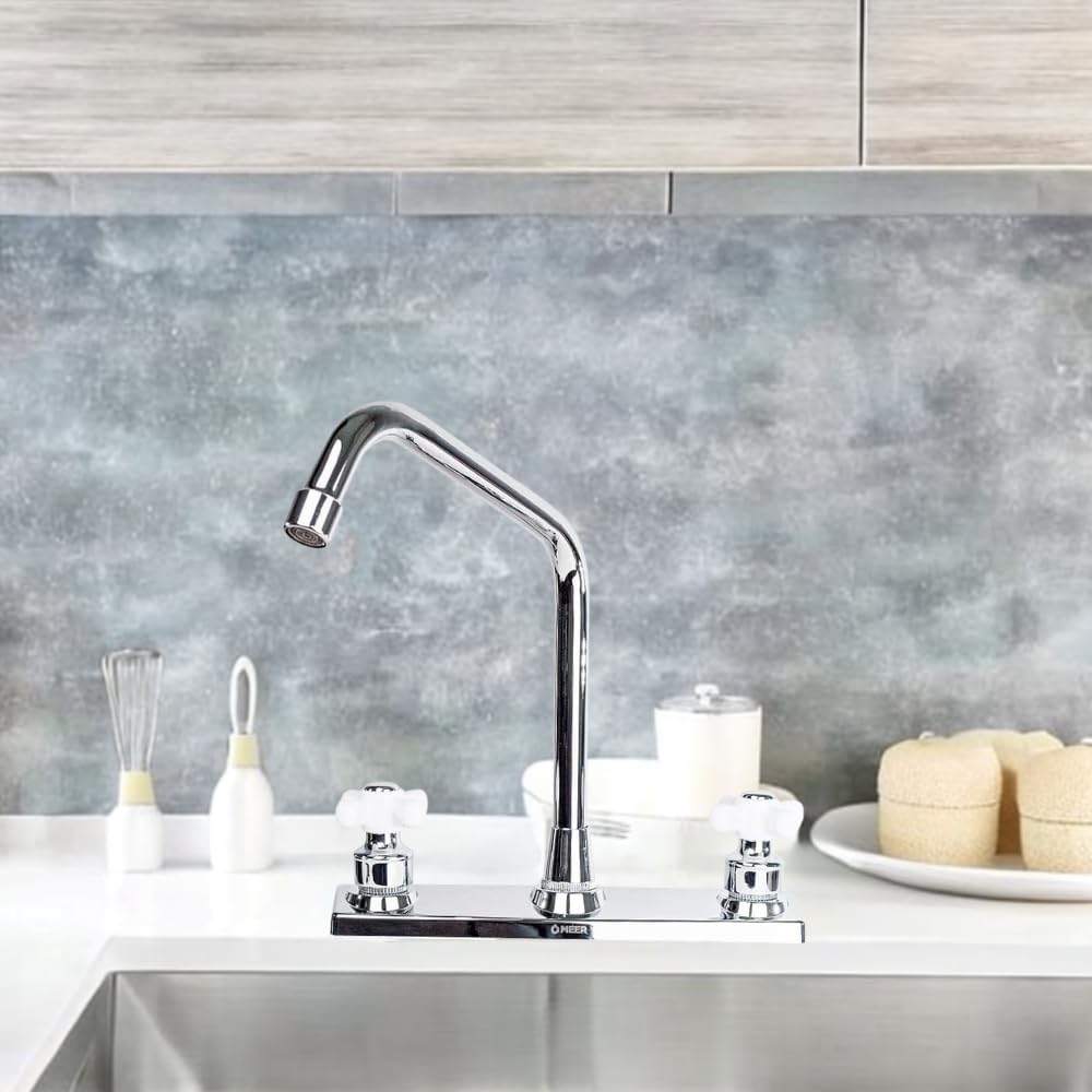 Mezcladora para Fregadero MEER Faucets by CNX, Mezcladora para Cocina de Acero Inoxidable, Zinc y Latón Cromado. 2