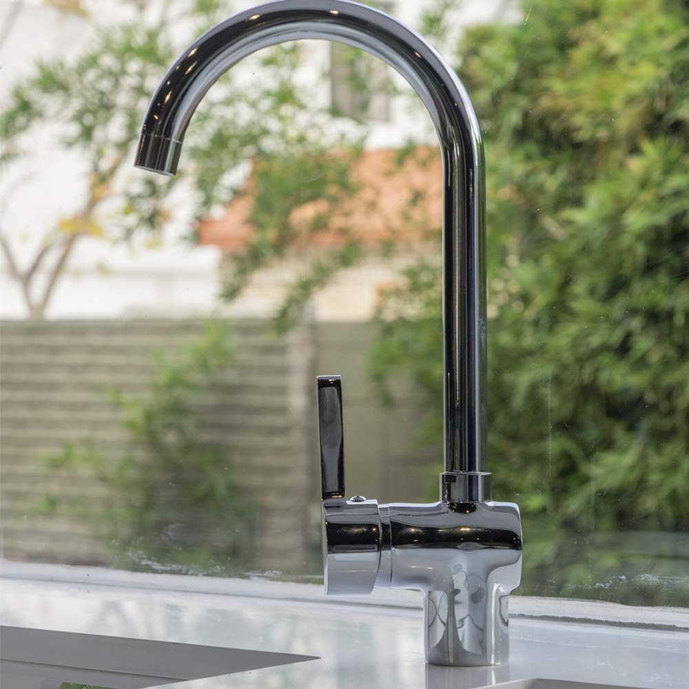 Mezcladora Monomando para Fregadero de Cocina de Latón en Acabado Cromado Fácil Instalación 2