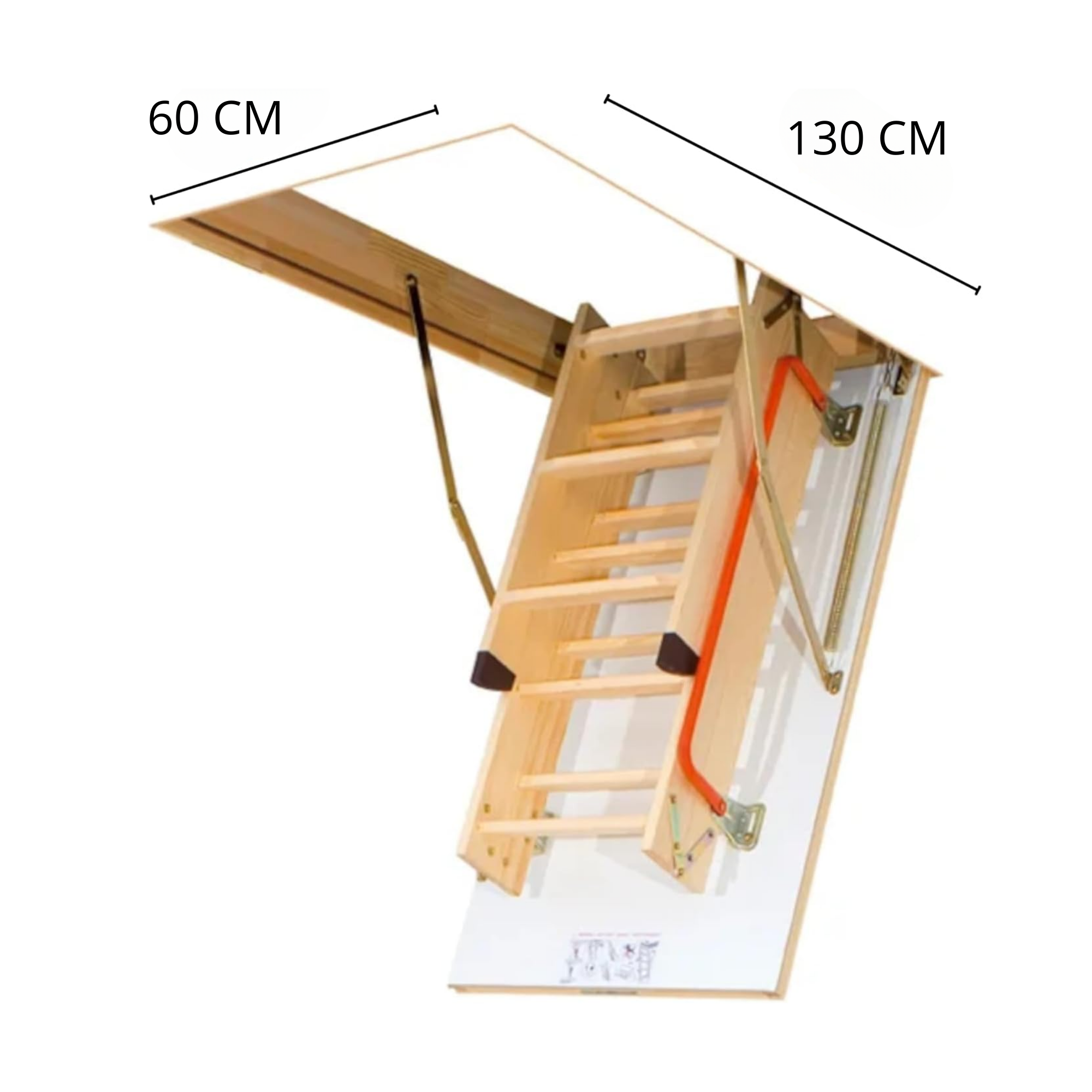 Escalera para Ático de 3 tramos para Hueco de 60x130cm y con Altura Máxima de 280cm 7