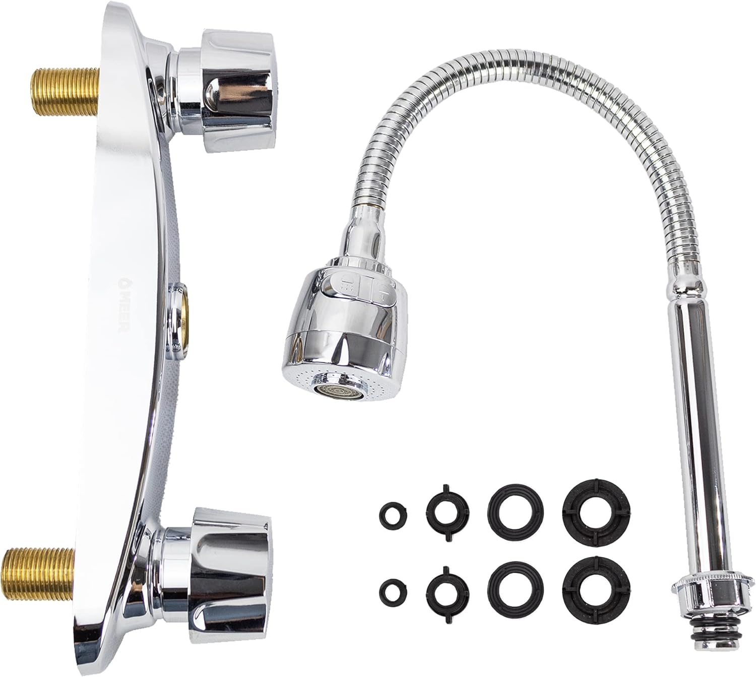 MEER FAUCETS BY CNX Mezcladora Cromada para Fregadero con Cuello Flexible, Fabricada en Acero Inoxidable, Zinc y Latón 360 5