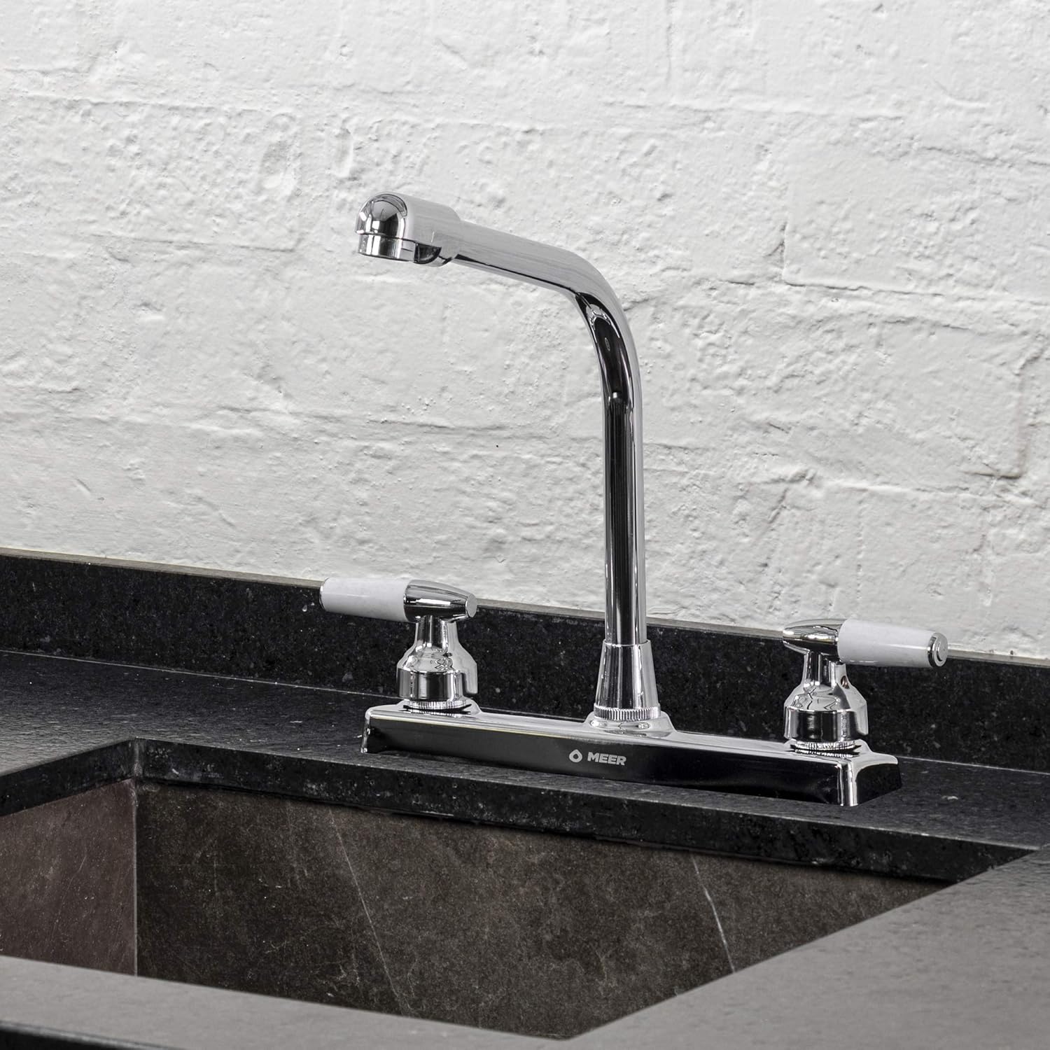 Mezcladora para Fregadero con Movimiento de 1/4, Llaves para Fregadero de Cocina con Cuello de 25.5cm, Mezcladora para lavabo Ahorradora de Agua 2