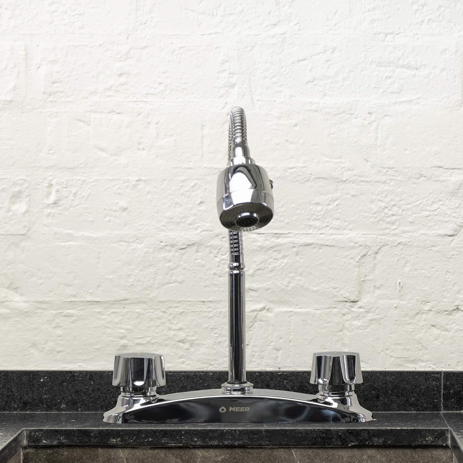 MEER FAUCETS BY CNX Mezcladora Cromada para Fregadero con Cuello Flexible, Fabricada en Acero Inoxidable, Zinc y Latón 360 2