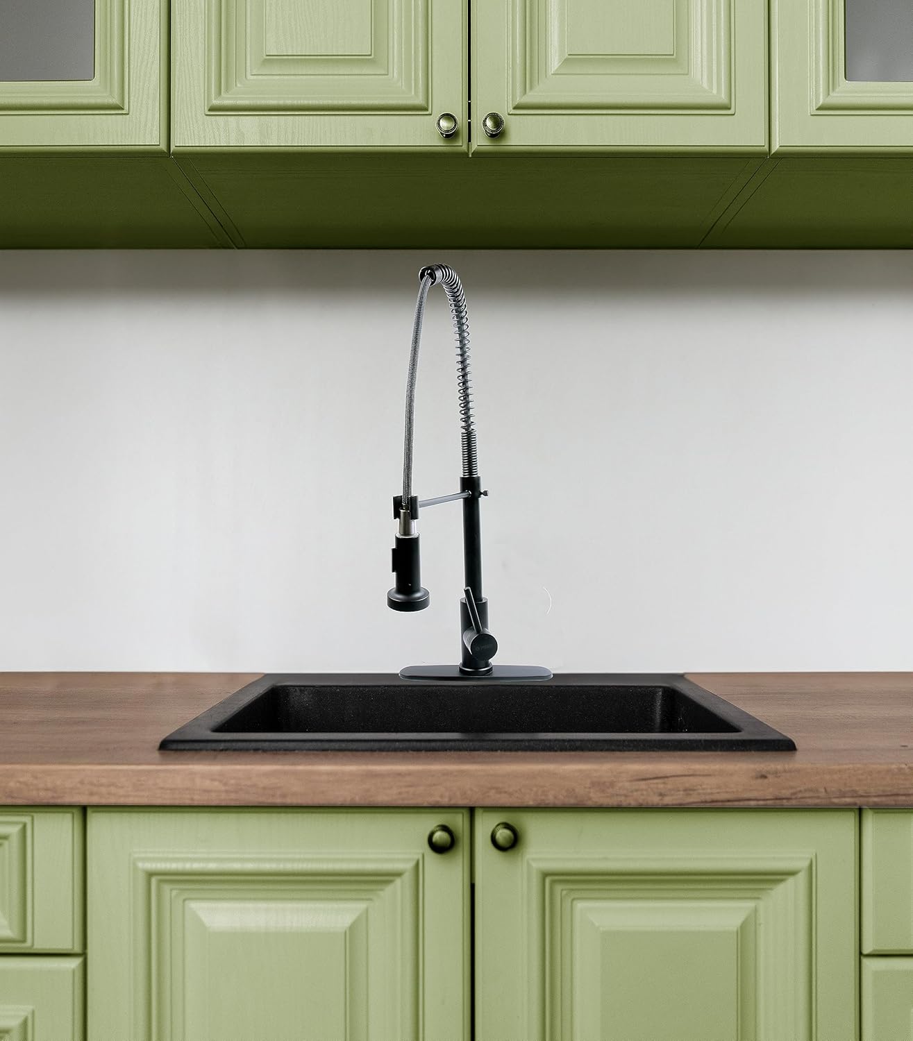 Mezcladora para Cocina de Acero Inoxidable Monomando con Cuello Flexible y Dos Funciones de Chorro, Giro 360° y Acabado Negro Mate 2