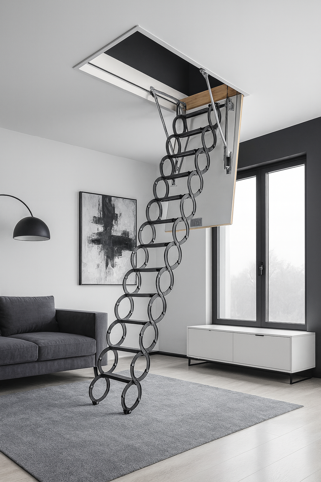 Escaleras Plegables de tipo Tijera para hueco de 60x120cm con una altura de 280cm 9