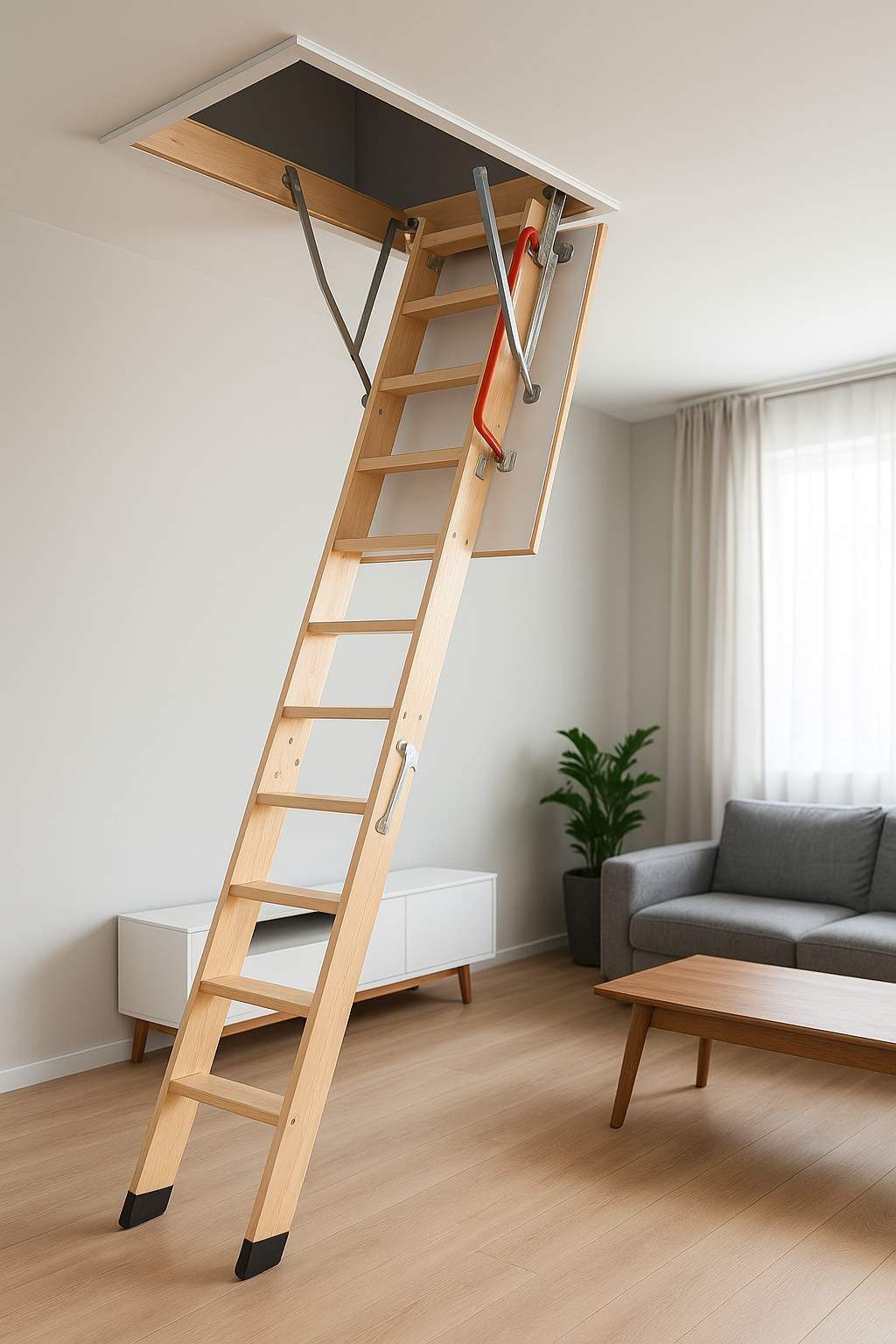 Escalera para Ático de 3 tramos para Hueco de 70x120cm y con Altura Máxima de 280cm 6
