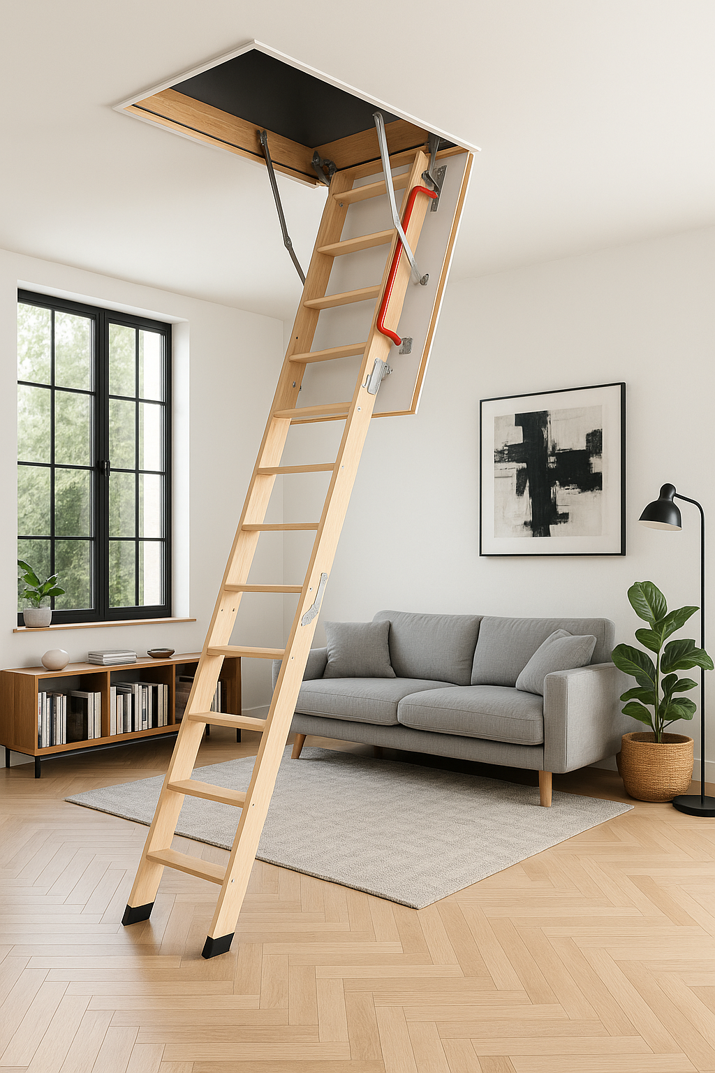 Escalera para Ático de 3 tramos para Hueco de 70x120cm y con Altura Máxima de 280cm 3