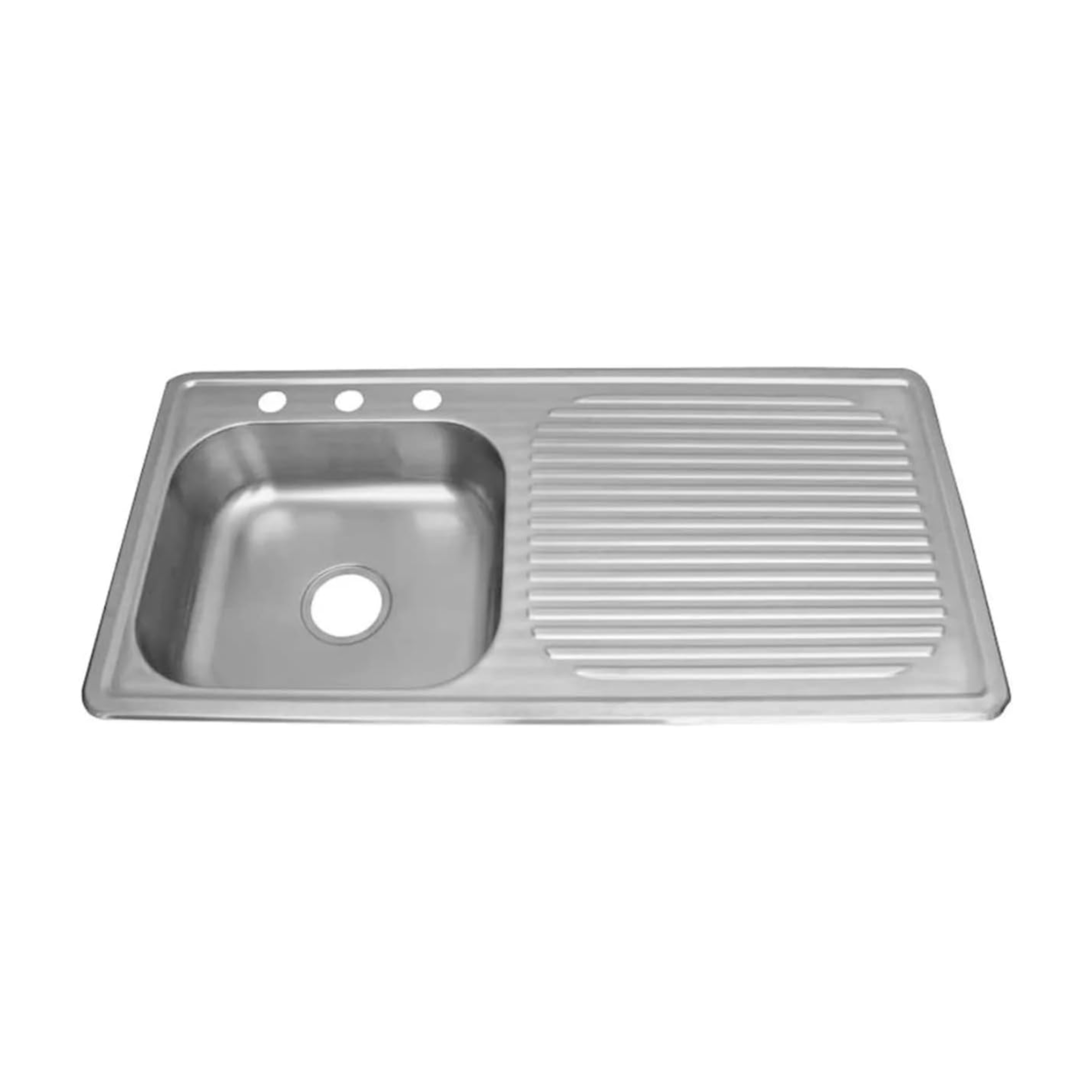 Tarja Sencilla con Escurridero Derecho (100 cm x 50 cm) 15 cm de Profundidad, Fregadero de cocina de Acero Inoxidable Calibre 22 2