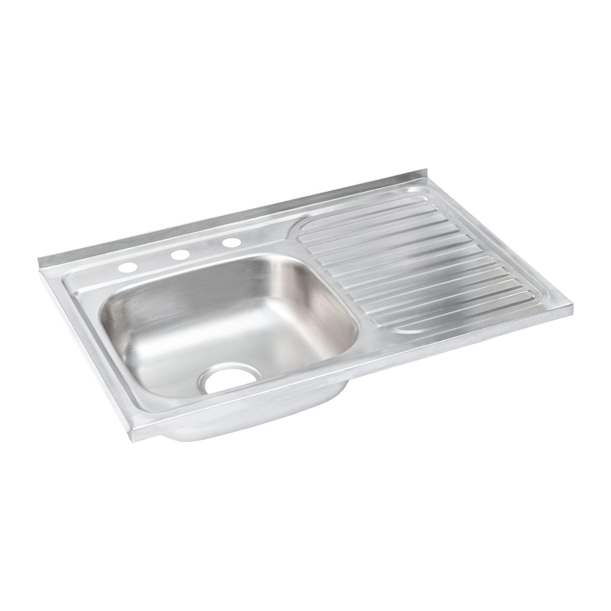 Tarja Sencilla para SOBREPONER, 80x50cm Con Escurridor Derecho, Acero Inoxidable 1
