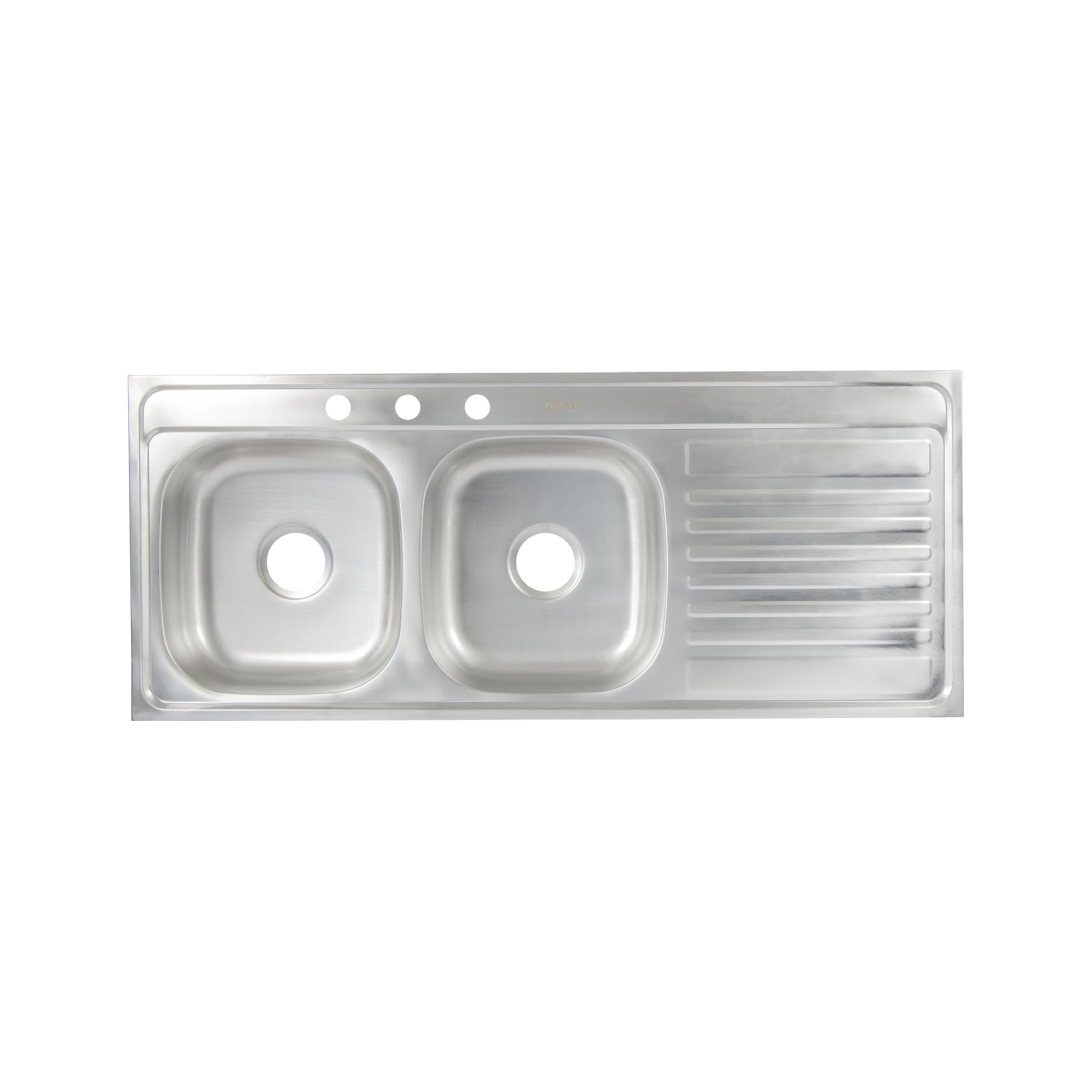 Tarja Doble para Fregadero con Escurridero de Acero Inoxidable Satinado, Fregadero Doble para Empotrar, 120 x 50 x 15 cm 1