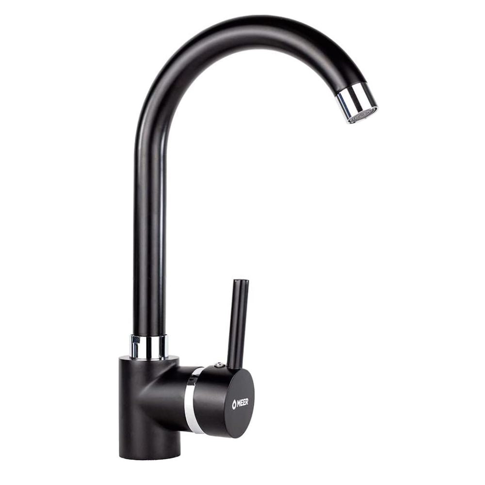 CNX Mezcladora Monomando para Fregadero en Negro Mate, Incluye mangueras para agua fría y caliente 1