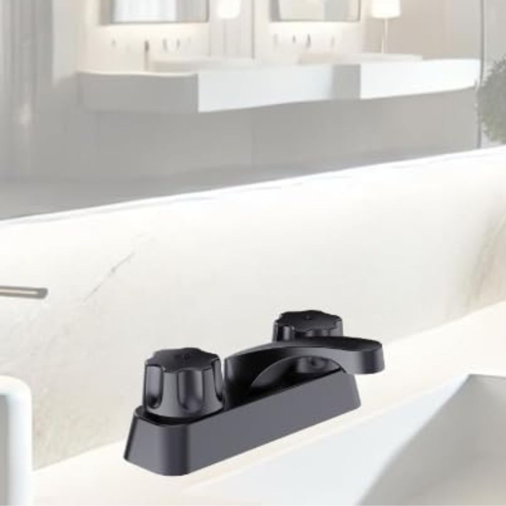 Mezcladora para Lavabo Negro Mate con Manerales de Zinc y Cuerpo de Latón – Diseño Moderno y Resistente 2