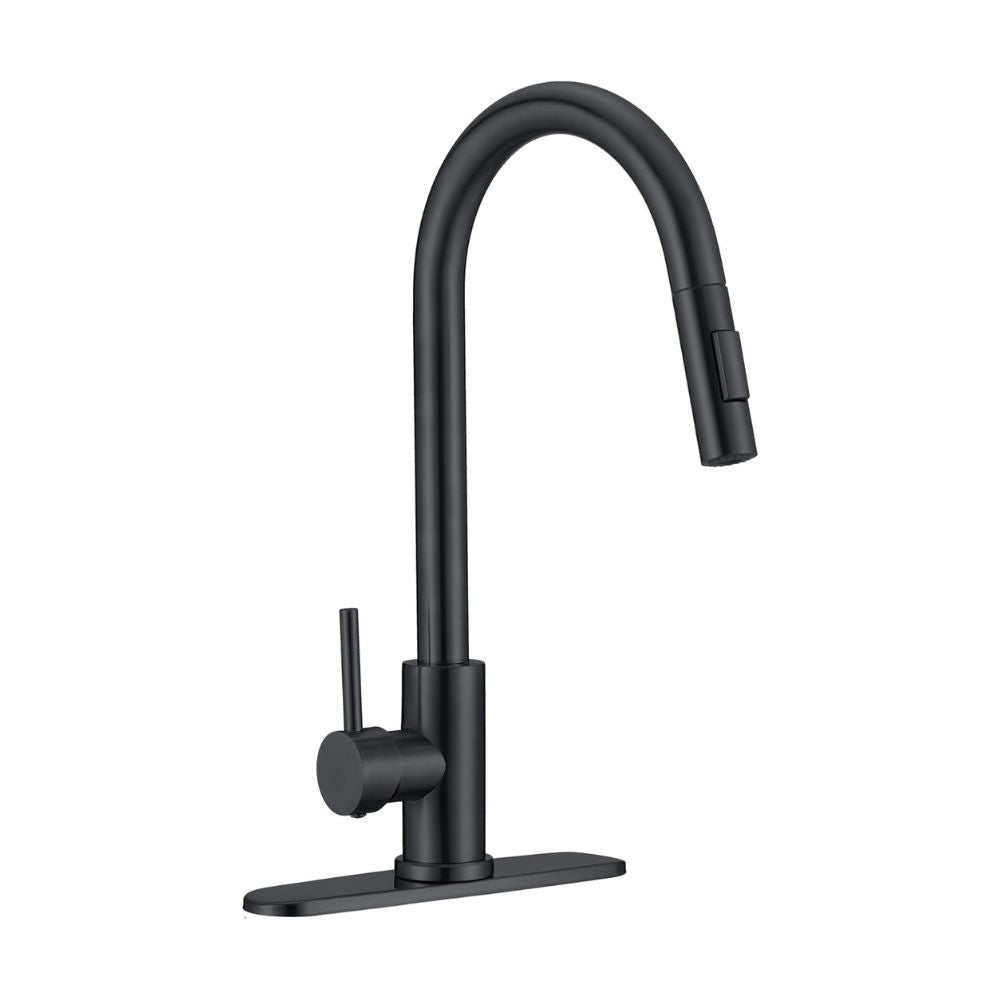 Mezcladora para Fregadero Monomando con Cuello Retractil y Dos Funciones de Chorro (Negro Mate) 1