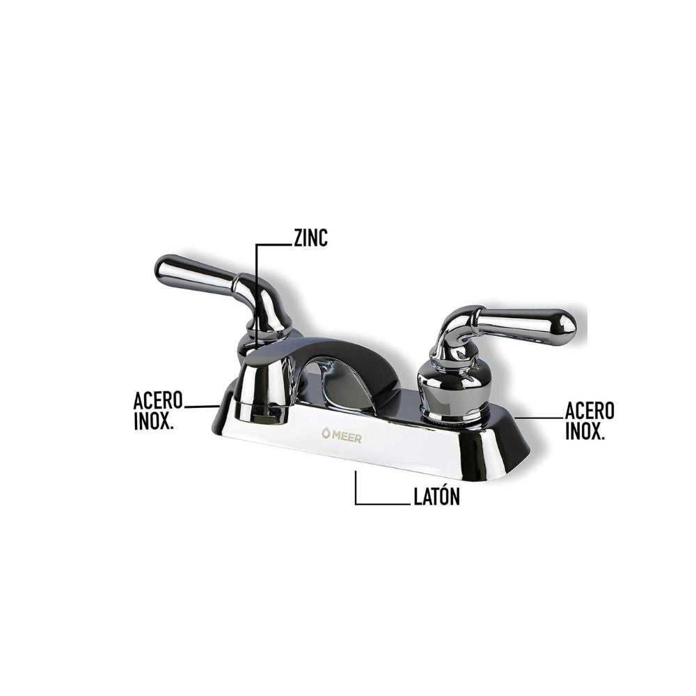 Mezcladora Cromada para Lavabo con Cierre de 1/4 de Vuelta – Fabricada en Acero Inoxidable, Latón y Zinc 2