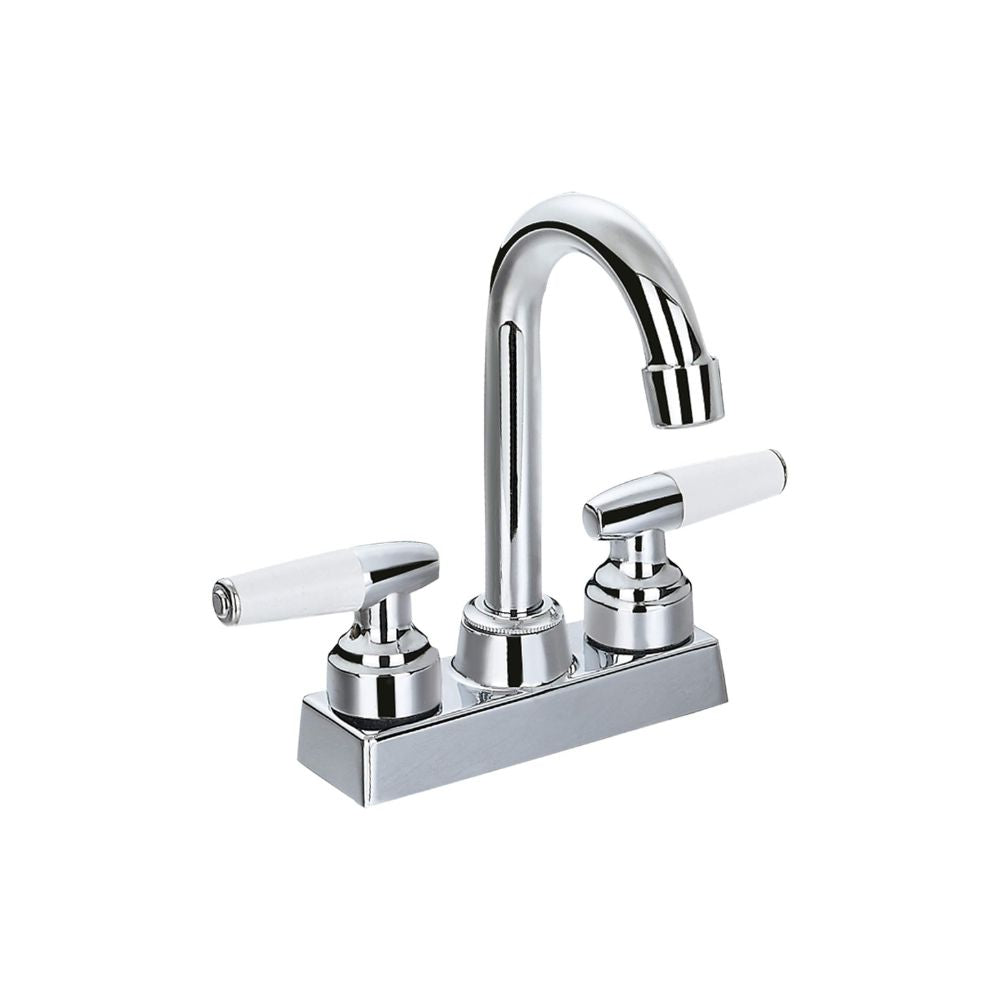 Mezcladora para Lavabo Cromada con Doble Manija, Fabricada en Acero Inoxidable – Diseño Comercial Moderno 1