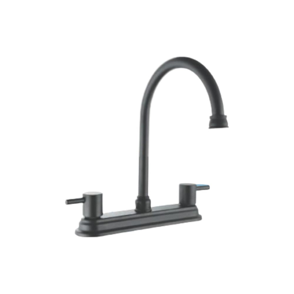 Mezcladora para Fregadero Acabado Negro Mate, Fabricada en Acero Inoxidable, Latón y Zinc, Altura de 29.5 cm e Instalación Rápida 1