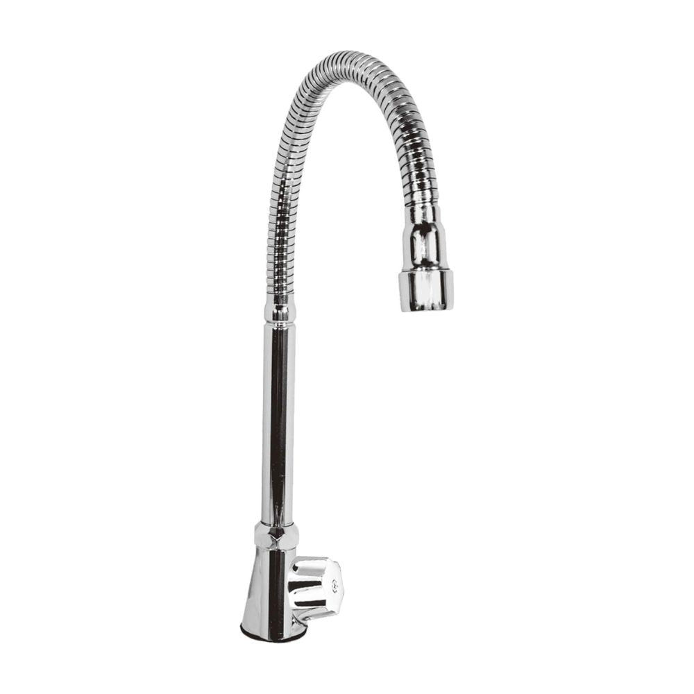 Llave Flexible de Acero Inoxidable para Fregadero de Cocina, Acabado Cromado, Giro 360°, Base de Latón e Instalación Universal 1