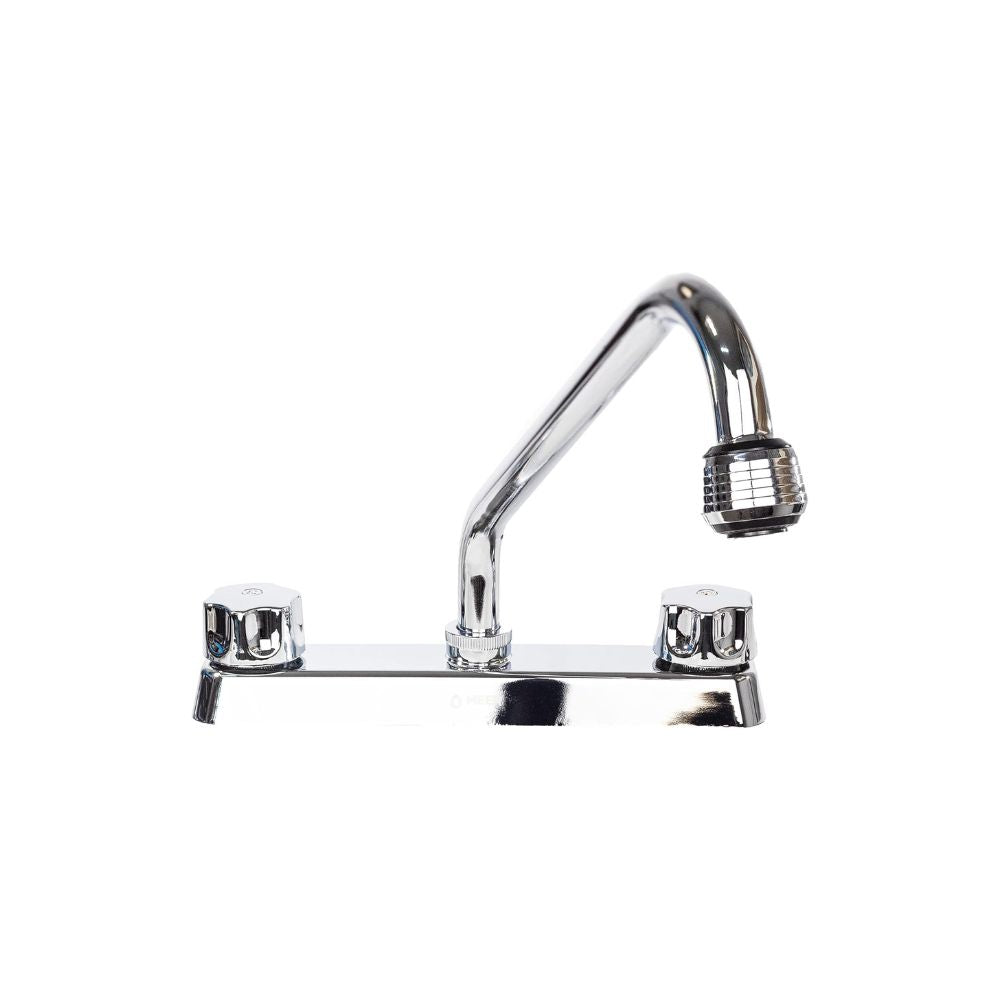 Mezcladora Cromada para Fregadero con Cartucho de 1/4 de Vuelta, Doble Chorro, Fabricada en Acero Inoxidable, Zinc y ABS 1