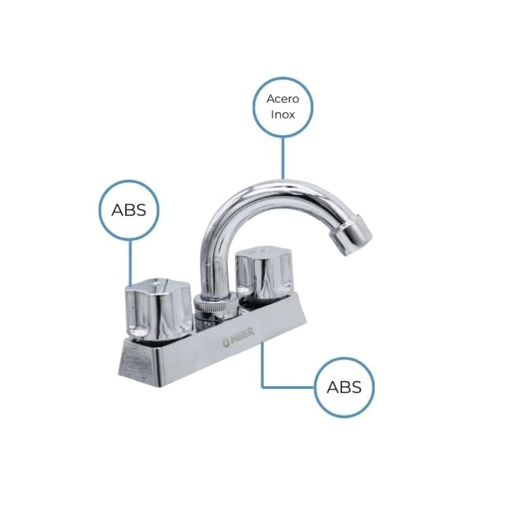 Mezcladora Cromada para Lavabo con Manerales de ABS y Cuerpo de Latón – Sistema de Cierre 1/4 de Vuelta 2