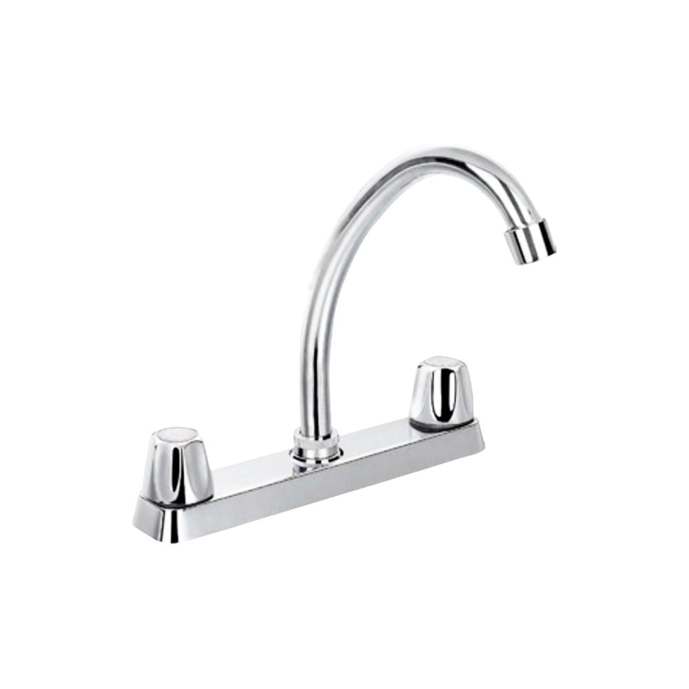 Mezcladora para Fregadero de Cocina, Acabado Cromado, Fabricada en Acero Inoxidable, Zinc y ABS, Altura de 23 cm, Instalación Rápida 1