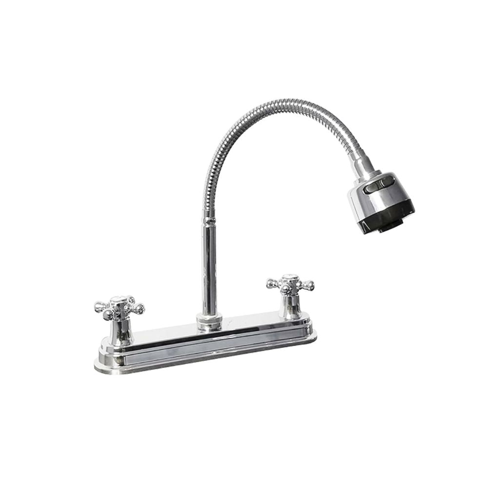 Mezcladora Flexible para Fregadero con Aireador, 2 Funciones de Chorro, Acabado Cromado, Cuello de 360°, Fabricada en Latón, Acero Inoxidable, ABS y Zinc 1