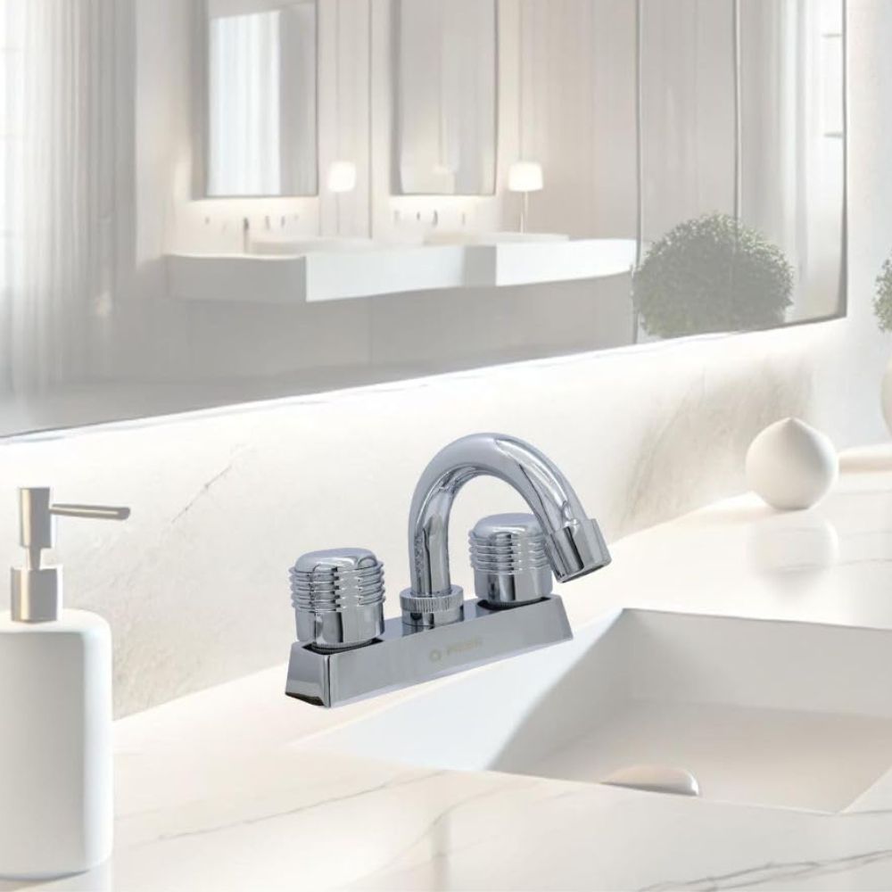 Mezcladora Cromada para Lavabo Fabricada en Acero Inoxidable, Zinc y Latón, con Medidas Estándar 2