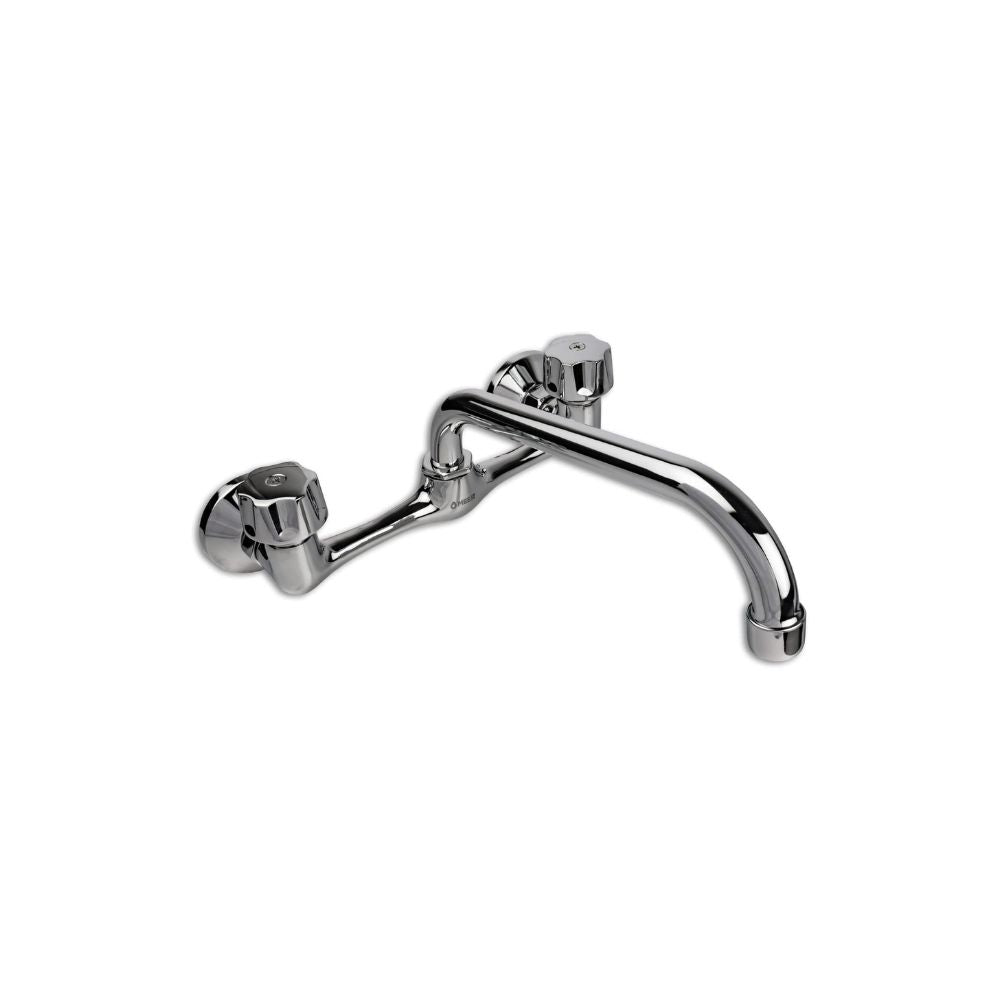 Mezcladora de Pared Cromada para Fregadero de Cocina con Cuello Rígido, Tecnología Water Sense e Instalación Plug & Play 1