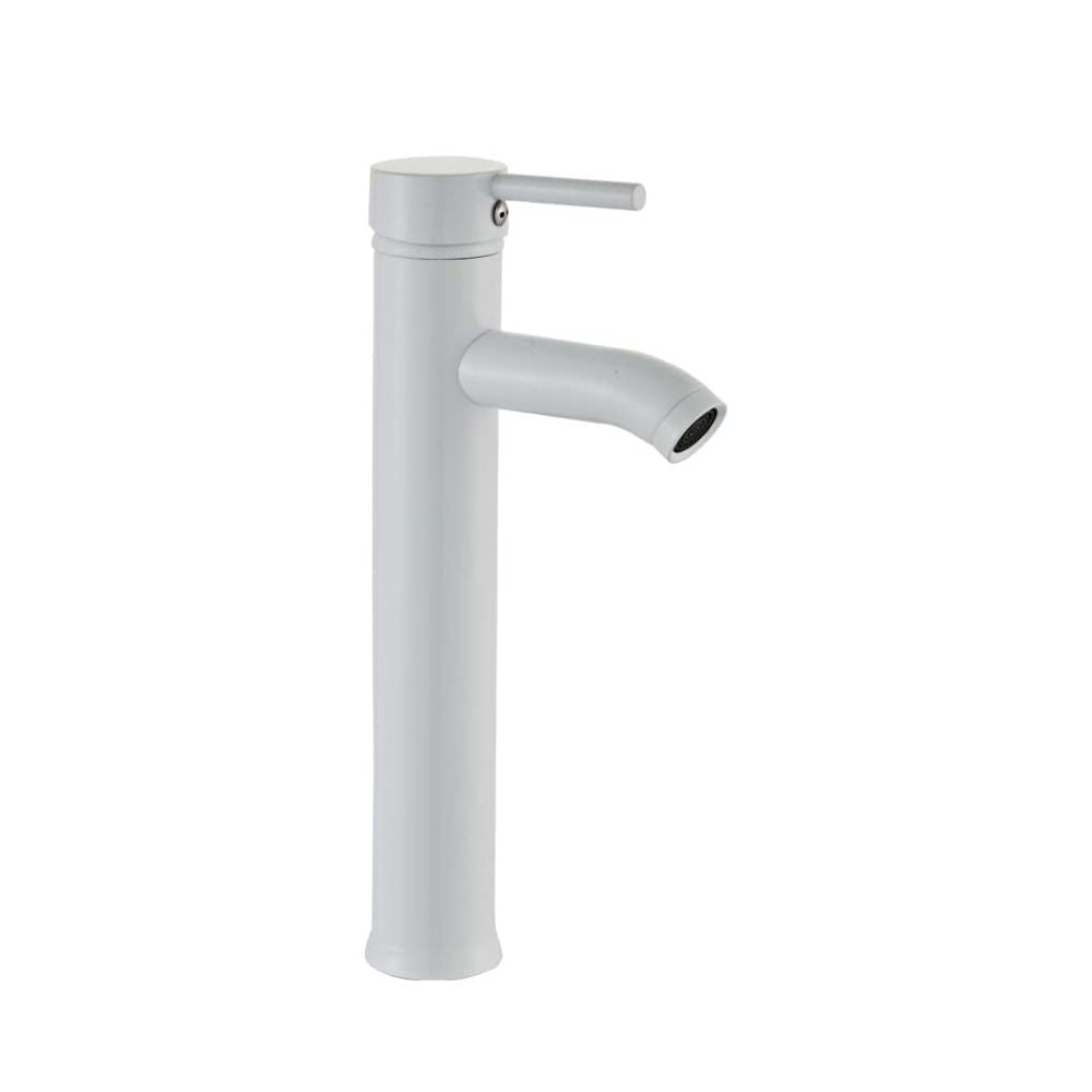 Mezcladora Monomando para Lavabo en Blanco Mate, Acero Inoxidable, 29 cm de Altura, Incluye Mangueras y Aireador Ahorrador 1