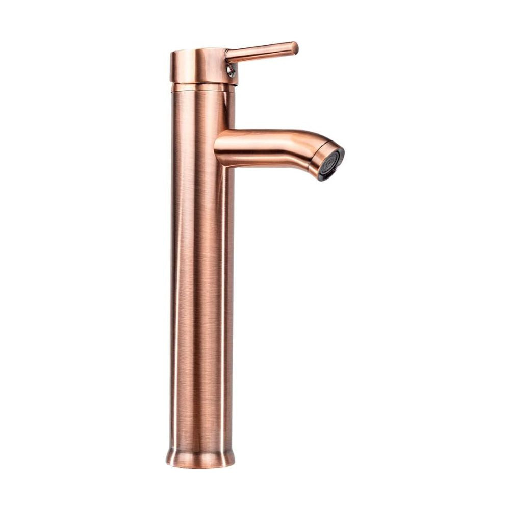 Mezcladora Monomando para Lavabo en Oro Rosado (Cobre), Acero Inoxidable, 29 cm de Altura, Incluye Mangueras y Aireador Ahorrador 1