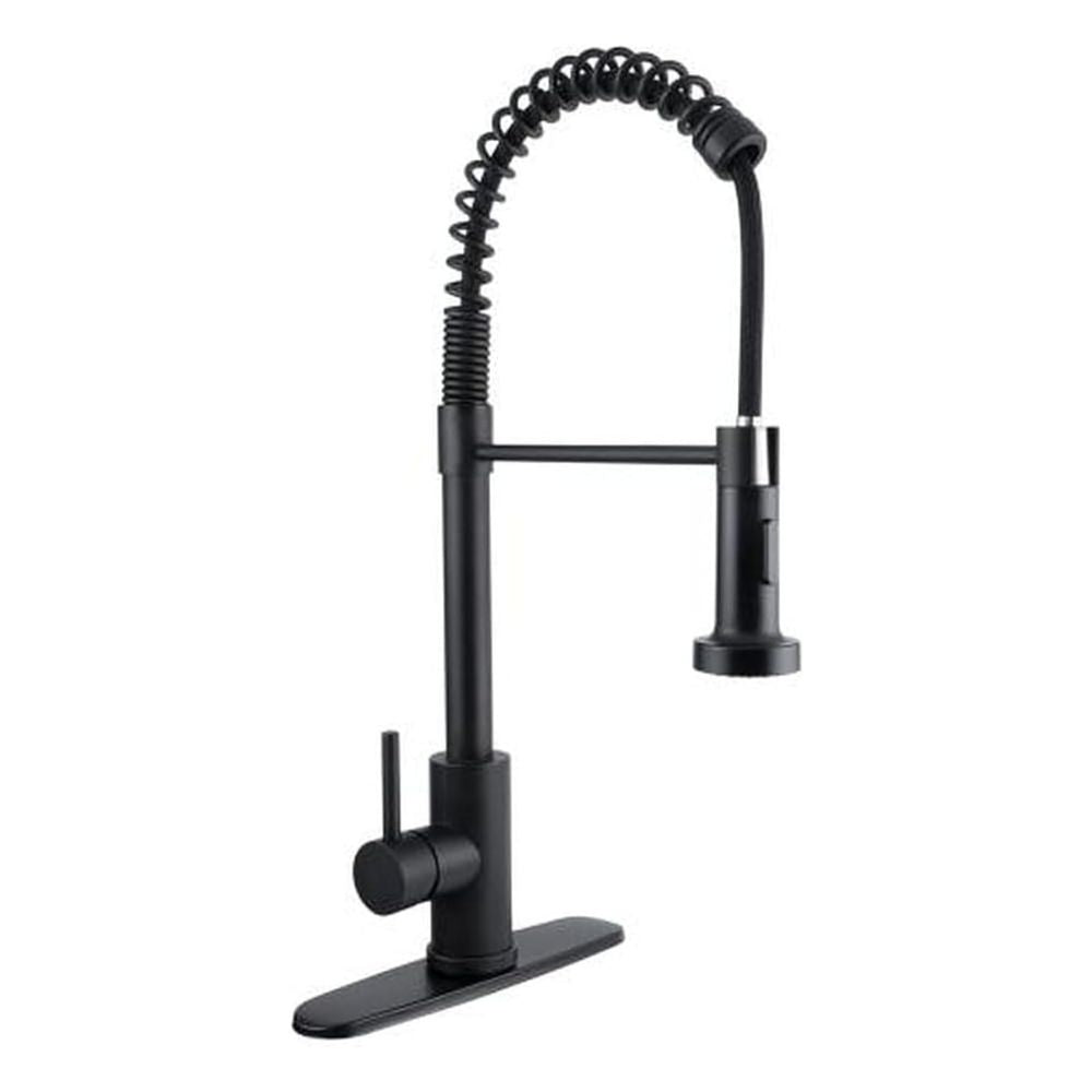 Mezcladora para Cocina de Acero Inoxidable Monomando con Cuello Flexible y Dos Funciones de Chorro, Giro 360° y Acabado Negro Mate 1