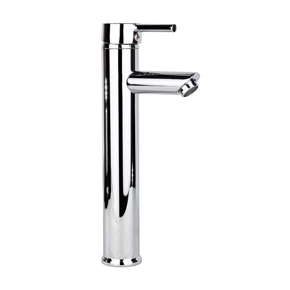 Mezcladora Monomando para Lavabo de 30 cm de Altura, Cuello Rígido, Fabricada en Latón y Zinc Cromado, Incluye Mangueras 1