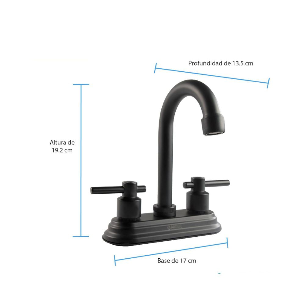 Mezcladora para Lavabo Negro Mate de Acero Inoxidable, Zinc y Latón, Diseño Ergonómico y Fácil Instalación 2