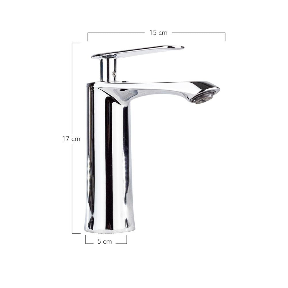 Mezcladora Monomando para Lavabo Cromada, Acabado Brillante, Fabricada en Zinc, Incluye Mangueras y Tecnología de Ahorro de Agua 2