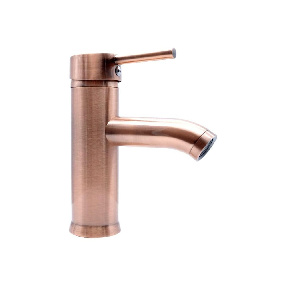 Mezcladora Monomando para Lavabo en Oro Rosado, Acero Inoxidable y Latón, Acabado Cepillado, Incluye Mangueras y Kit de Instalación 1