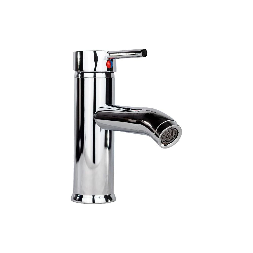 Mezcladora Monomando para Lavabo Cromada, Acero Inoxidable y Zinc, 16.5 cm de Altura, Ahorro de Agua, Incluye Mangueras 1