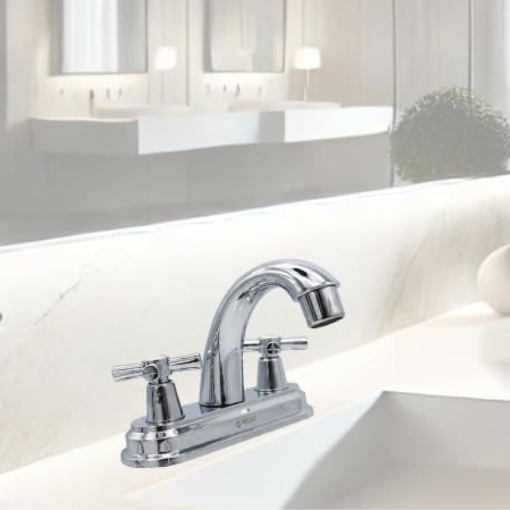 Mezcladora para Lavabo de Baño Cromada con Manerales de ABS y Cuerpo de Zinc, Sistema de 1/4 de Vuelta y Fácil Instalación 2