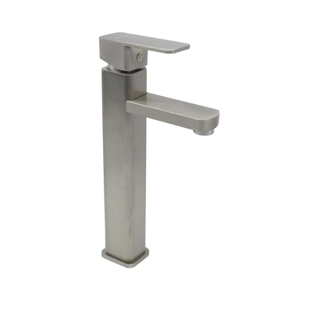 Mezcladora Monomando para Lavabo en Acabado Satinado, Fabricada en Latón y Zinc, 30.5 cm de Altura, Incluye Mangueras y Fácil Instalación 1