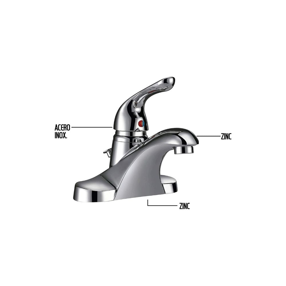 Mezcladora Monomando para Lavabo Cromada, Fabricada en Latón, Acabado Pulido, Resistente al Óxido, Incluye Aireador y Control Preciso 2