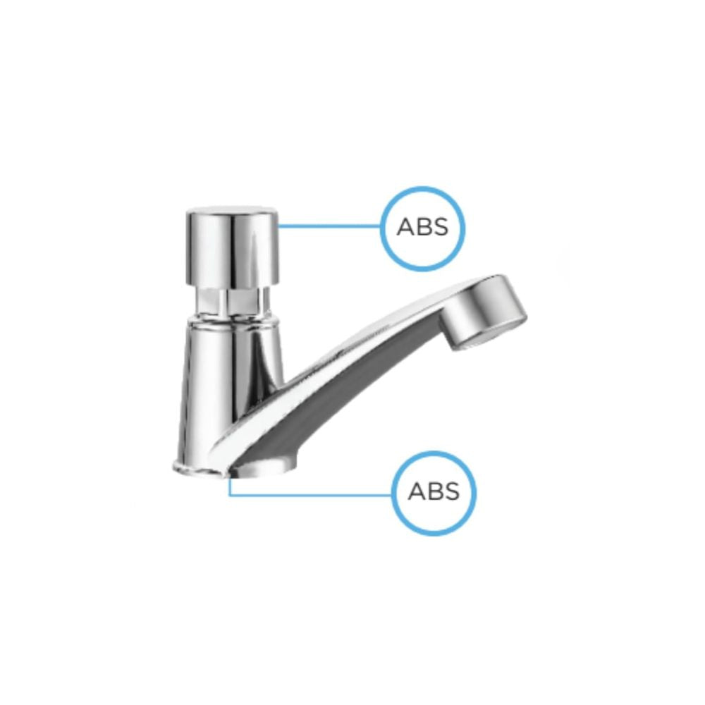 Llave para Lavabo con Temporizador, Fabricada en ABS Cromado, Ahorro de Agua, Cierre Automático y Montaje en Cubierta 2