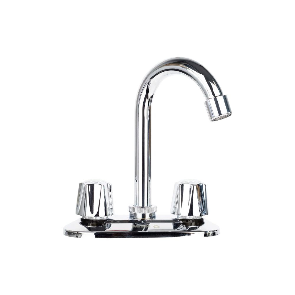 Mezcladora para Lavabo Cubierta en Acero Inoxidable, Cromada, con Giro de 360°, Fabricada en Acero Inoxidable, Zinc y Latón 1