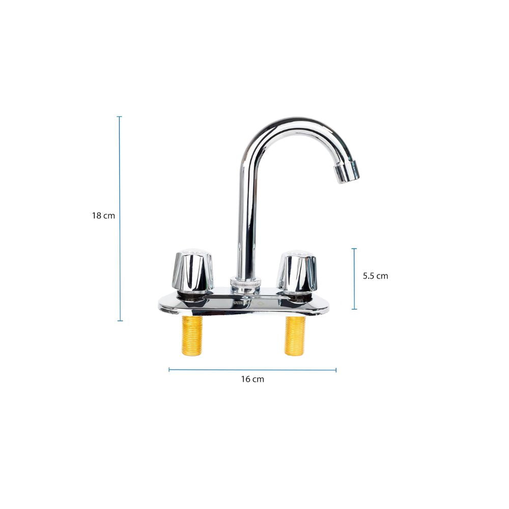 Mezcladora para Lavabo Cubierta en Acero Inoxidable, Cromada, con Giro de 360°, Fabricada en Acero Inoxidable, Zinc y Latón 2