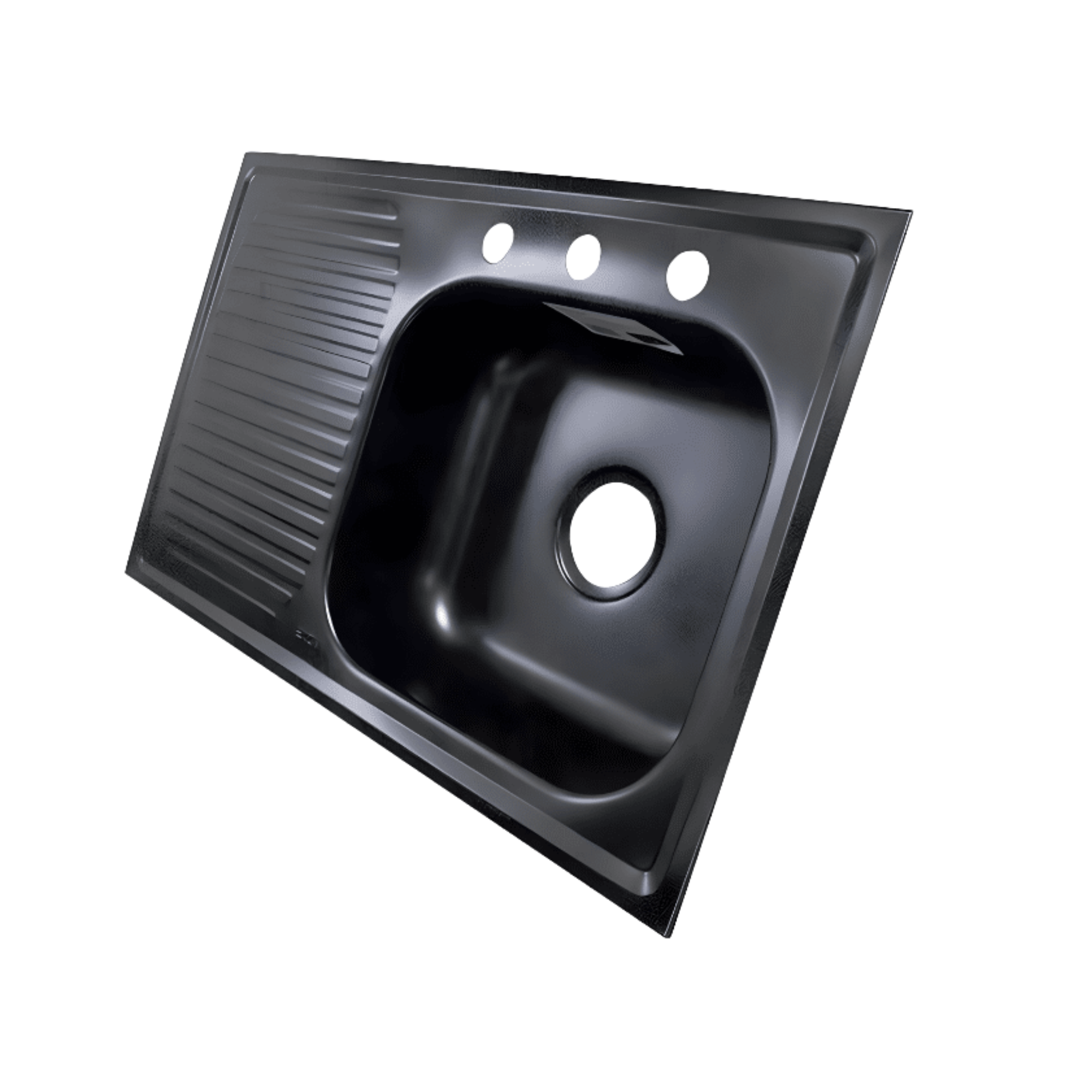 Tarja para Empotrar de 80x50cm en Negro Mate, Ideal para espacios modernos, Escurridor Izquierdo 2