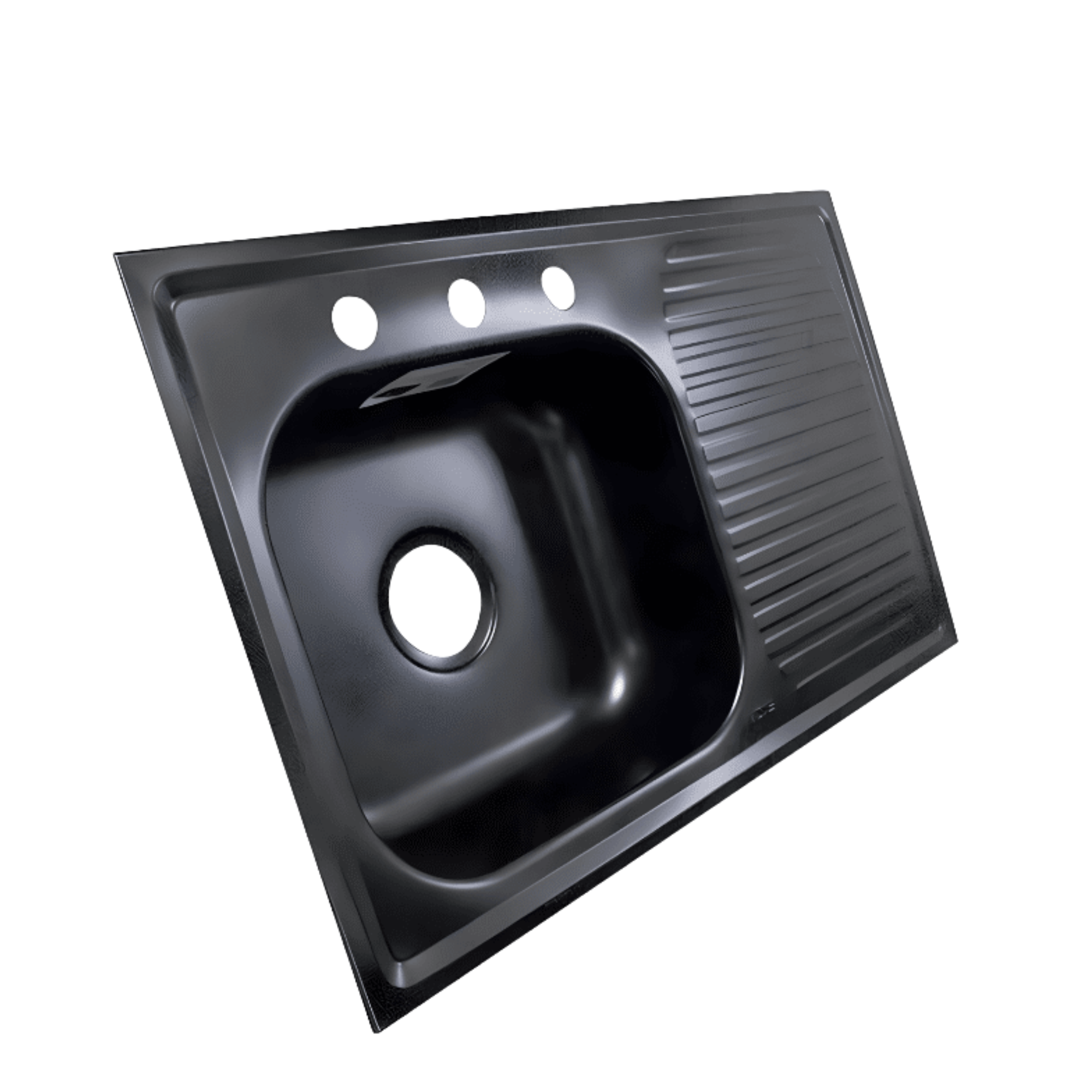 Tarja para Empotrar de 80x50cm en Negro Mate, Ideal para espacios modernos, Escurridor Derecho 2