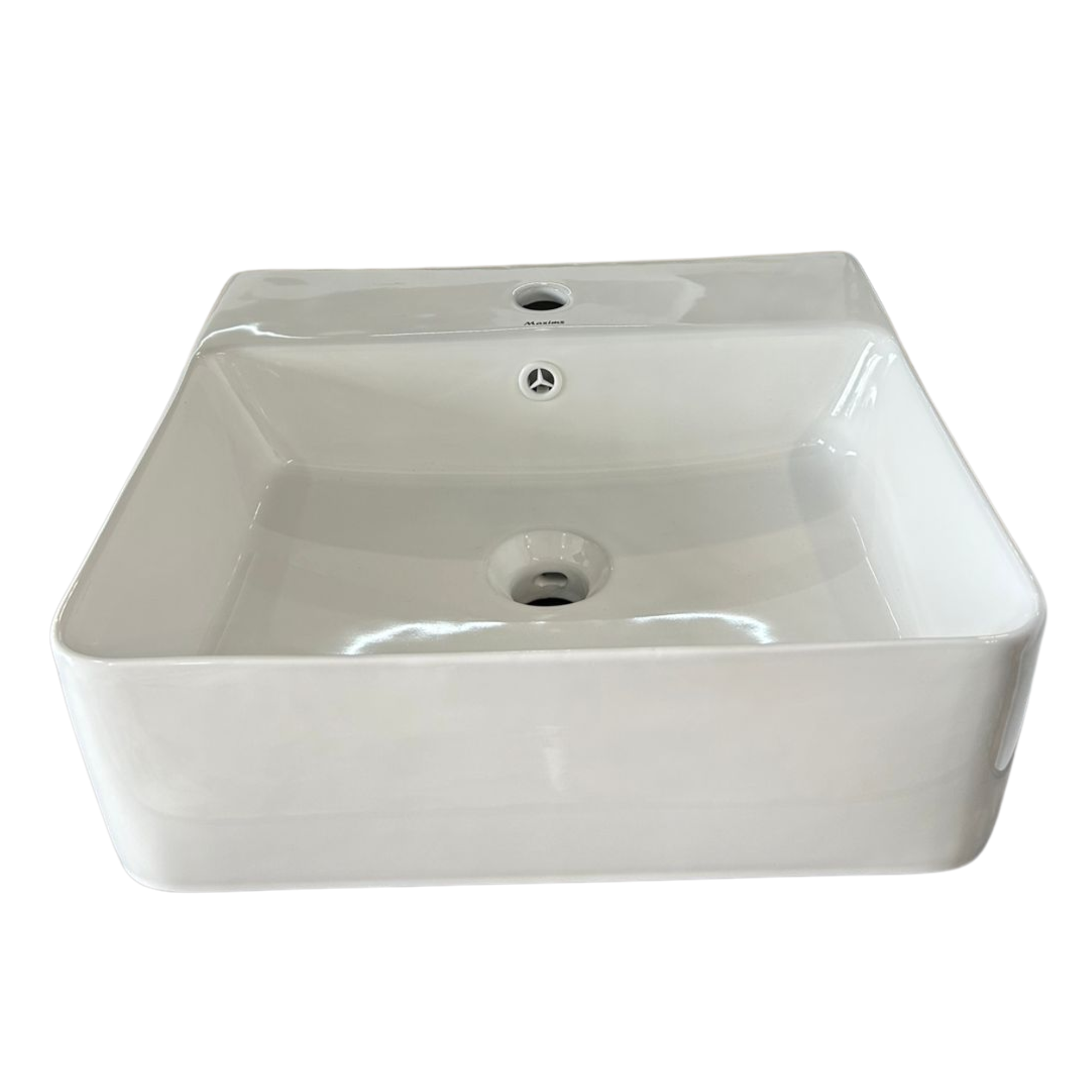 Ovalín De Cerámica Maxims 6013, Lavabo De Baño Color Blanco Rectangular De Sobreponer 40x30x13cm 4