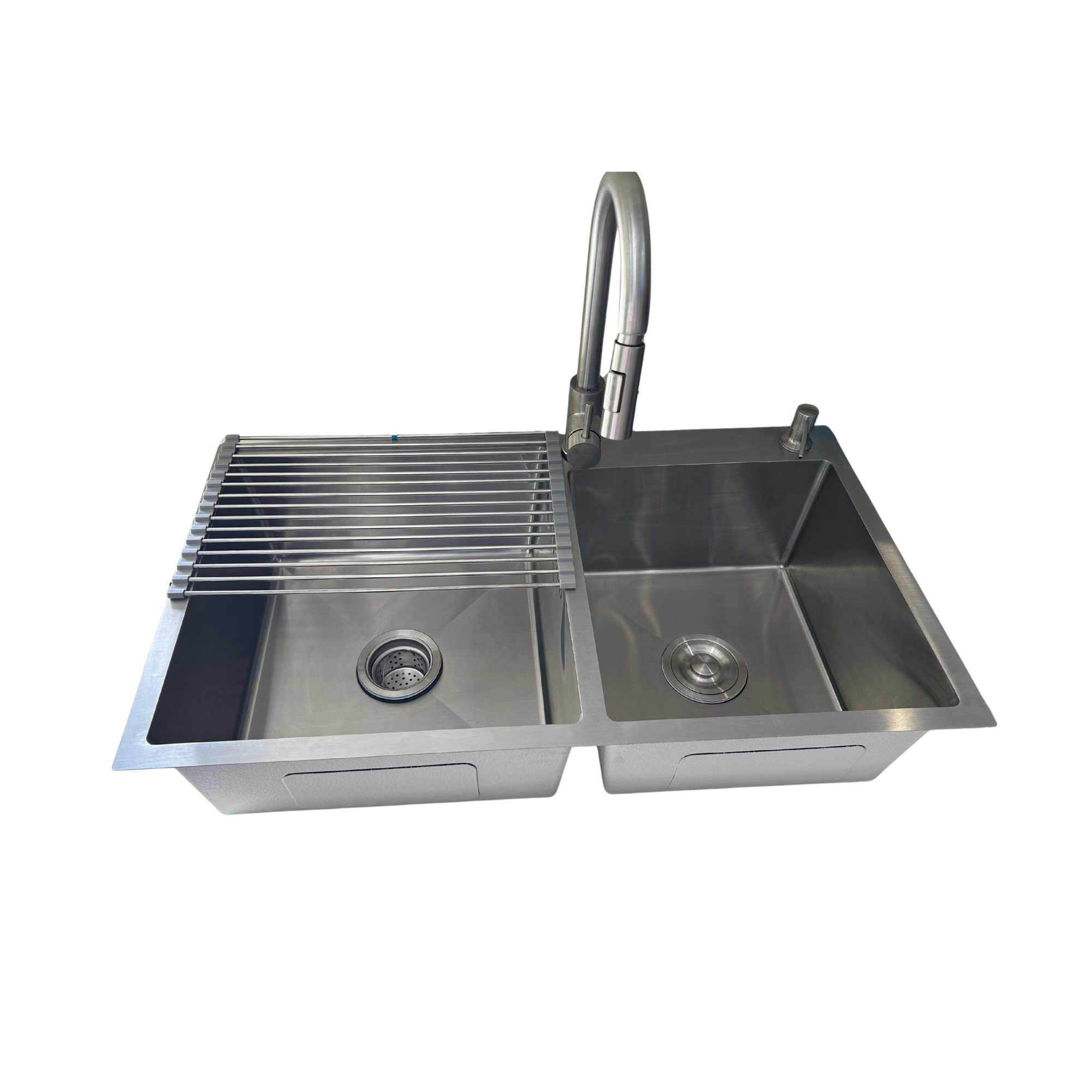 El Kit más Perrón! Tarja en Acero Inox, Monomando con cuello retráctil, Escurridor, Dispensador de jabón y Kit de instalación completo! 1